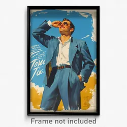 Mexican Movie Poster - Man Feeling Delighted, Quaint Blue Serafuku (Art Print)