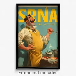 Spanish Movie Poster - Man Feeling Enchanted, International Yellow Apron (Print)