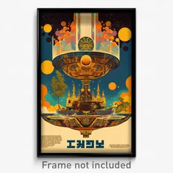 Hebrew Movie Poster - Sunny Fountain (Israel Psychedelic Art Retro Film Print)