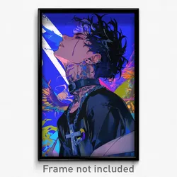 Anime Art Poster - Boy Feeling Cowardly Wearing Steel Cross Choker (Print)