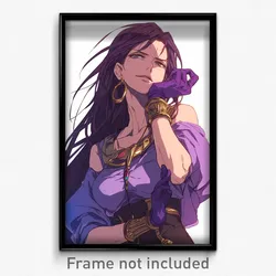 Anime Art Poster - Woman Feeling Infatuation, Tremendous Purple Gloves (Print)