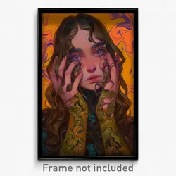 Art Poster - Girl Feeling Brooding Wearing Wonderful Torn Gloves (Print)