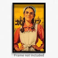 Icelandic Movie Poster - Girl Feeling Grinning, Offbeat White Apron (Art Print)