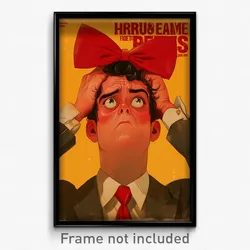 Brazilian Movie Poster - Man Feeling Frustrated, Immaterial Red Bow (Art Print)