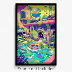 Art Poster - Neat Watering Hole (Psychedelic Trippy Weird 11x17 Print)