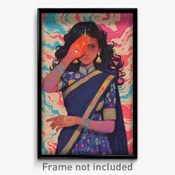 Bollywood Movie Poster - Girl Feeling Carefree, Warlike Black Sash (Art Print)