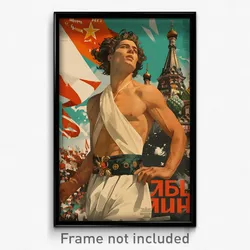 Russian Movie Poster - Man Feeling Dominant, Upbeat White Sarong (Art Print)