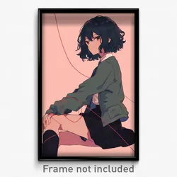Anime Art Poster - Girl Feeling Insightful Wearing Outgoing String (Print)