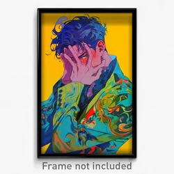 Anime Art Poster - Boy Feeling Regret, Voluminous Sleeves Pushed Up (Print)