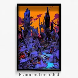 Art Poster - Black Boneyard (Psychedelic Trippy Weird 11x17 Print)