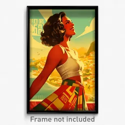Brazilian Movie Poster - Girl Feeling Anticipating, Bumpy Waist Cape (Art Print)