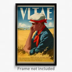French Movie Poster - Man Feeling Patience, Yellowish Red Neckerchief (Print)