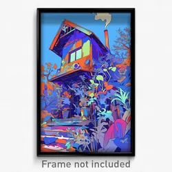 Art Poster - Frosty Hut (Psychedelic Trippy Weird 11x17 Cartoon Print)