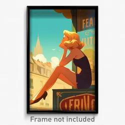 French Movie Poster - Woman Feeling Boredom, Second Hand Black Shorts (Print)