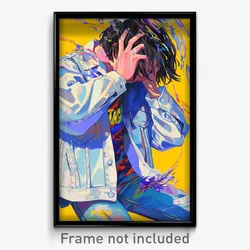 Art Poster - Boy Feeling Weak Wearing White Denim Jacket (Art Print)