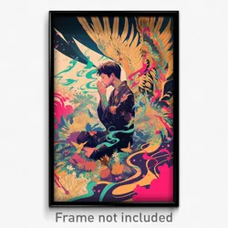 Thai Movie Poster - Man Feeling Calmness, Elegant Asymmetrical Wings (Art Print)