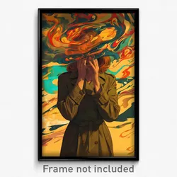 Movie Art Poster - Woman Feeling Weak, Wooden Trench Coat (Retro Film Print)