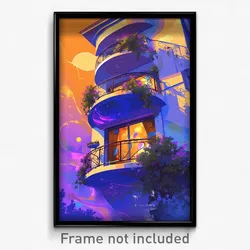 Art Poster - Outstanding Balcony (Psychedelic Trippy Weird 11x17 Print)