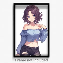 Anime Art Poster - Woman Feeling Grinning Wearing Outstanding Torn Pants (Print)
