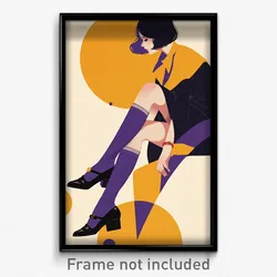 Art Poster - Woman Feeling Thankful Wearing Luxurious Purple Socks (Print)