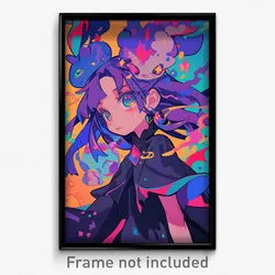 Anime Art Poster - Girl Feeling Discontentment, Majestic Black Capelet (Print)