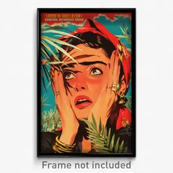 Mexican Movie Poster - Girl Feeling Nostalgic, Slim Red Bandana (Art Print)