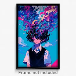 Anime Art Poster - Boy Feeling Mystified Wearing Nice Black Vest (Print)