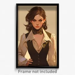Art Poster - Woman Feeling Arrogant, Wiry Frilled Shirt Collar (Art Print)