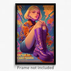 Russian Movie Poster - Girl Feeling Perplexed, Colorful Purple Footwear (Print)