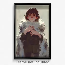 Art Poster - Boy Feeling Trust Wearing Imaginary Fur Cloak (Print)