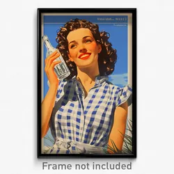Greek Movie Poster - Woman Feeling Caring, Wiry Checkered Dress (Art Print)
