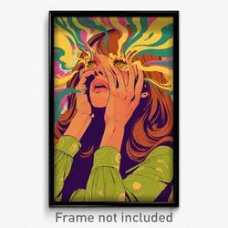 French Movie Poster - Woman Feeling Fury, Scientific Green Shirt (Art Print)