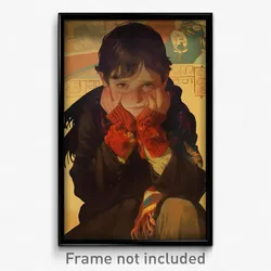 Spanish Movie Poster - Boy Feeling Woe, Stimulating Red Mittens (Art Print)