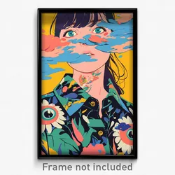 Icelandic Movie Poster - Woman Feeling Expectancy, Cherry Camouflage Jacket