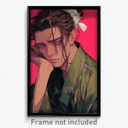 Anime Art Poster - Man Feeling Brooding Wearing Candid White Scrunchie (Print)