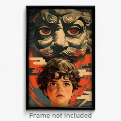 Greek Movie Poster - Boy Feeling Mystified, Reflecting Santa (Greece Art Print)