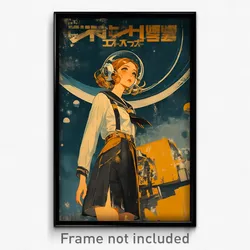 German Movie Poster - Girl Feeling Awe, Scientific Clothes Around Waist (Print)