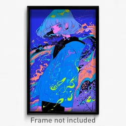 Anime Art Poster - Woman Feeling Woe Wearing Acclaimed Blue Jacket (Print)
