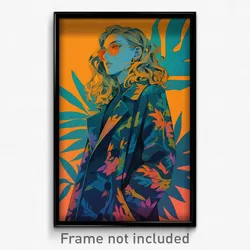 Icelandic Movie Poster - Girl Feeling Interest, Colorful Trench Coat (Art Print)
