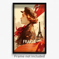 French Movie Poster - Woman Feeling Confident, Warlike Two Tone Ribbon (Print)