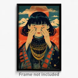 French Movie Poster - Woman Feeling Numb, Ragged Crescent Earrings (Art Print)