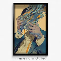 Art Poster - Man Feeling Rattled Wearing Grand Holding Ribbon (Art Print)