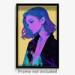 Art Poster - Girl Feeling Infatuation Wearing Fluid Anchor Necklace (Print)