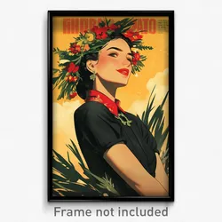 Spanish Movie Poster - Woman Feeling Enjoyment, Simplistic Head Wreath (Print)