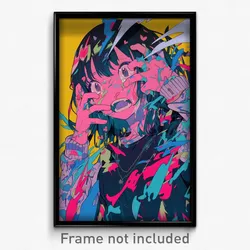 Anime Art Poster - Girl Feeling Alarmed, Soft Feather Trimmed Sleeves (Print)