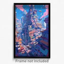 Art Poster - Extra Large German City (Psychedelic Trippy Weird 11x17 Print)
