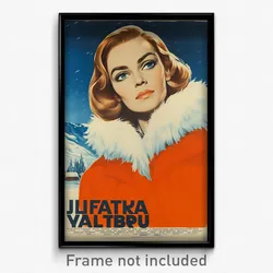 Icelandic Movie Poster - Girl Feeling Triumphant, Lovely Fur Trimmed Dress