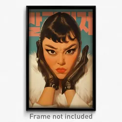 Korean Movie Poster - Woman Feeling Annoyed, Thoughtful Fur Trimmed Gloves