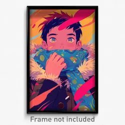 Anime Art Poster - Boy Feeling Hope Wearing Outgoing Fur Scarf (Print)