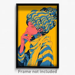 Art Poster - Boy Feeling Tolerance Wearing Voluminous Striped Headwear (Print)